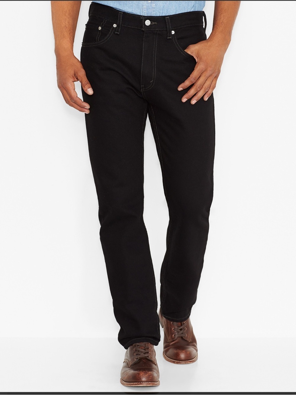 Levi's Men's 505 Regular Mid Rise Regular Fit Straight Leg Jeans - Black 40x30